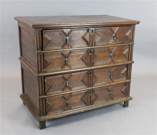 A Jacobean oak two part chest, H.3ft 5in. D.2ft H.3ft